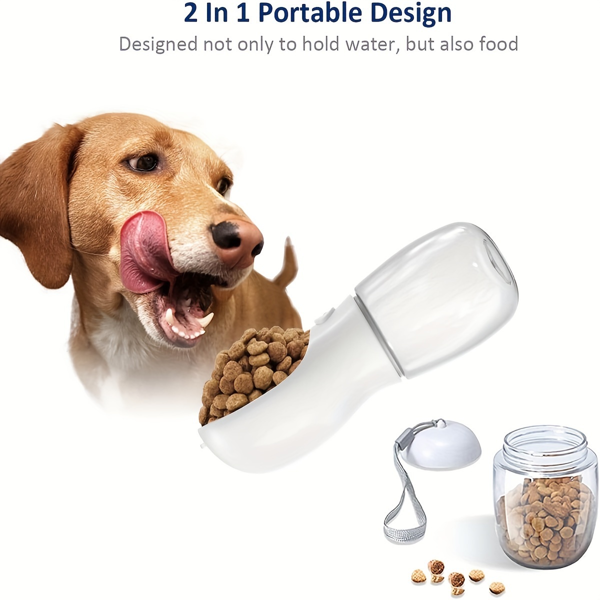 2 In 1 Dog Water Bottle, Leak Proof Portable Pet Water Bottle With Food Container, Outdoor Portable Water Dispenser For Dog, Puppy Supply For Walking, Hiking, Camping, Travel - Image 2