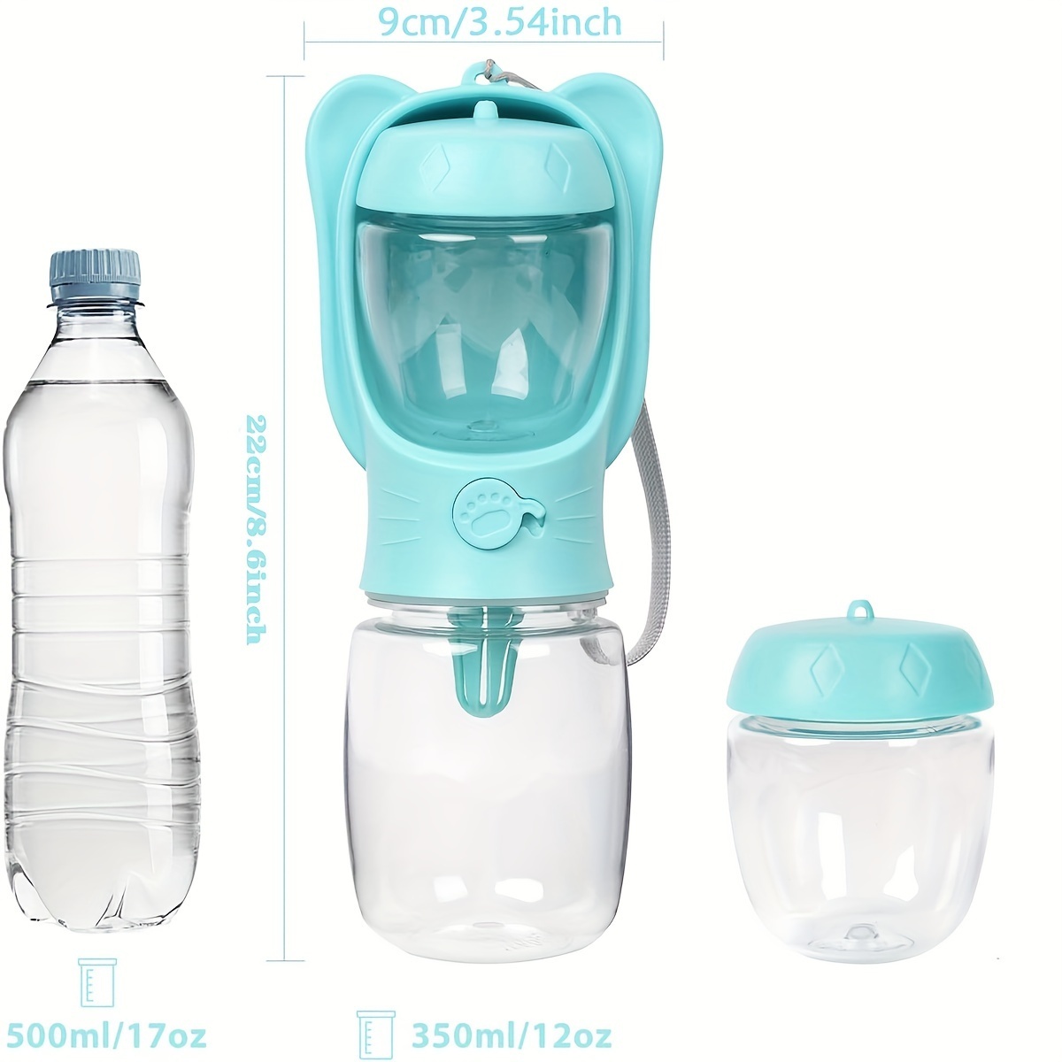 2 In 1 Dog Water Bottle, Leak Proof Portable Pet Water Bottle With Food Container, Outdoor Portable Water Dispenser For Dog, Puppy Supply For Walking, Hiking, Camping, Travel - Image 9